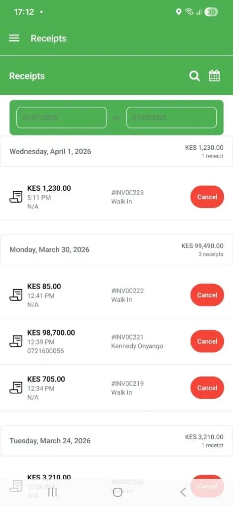 Receipts Dashboard